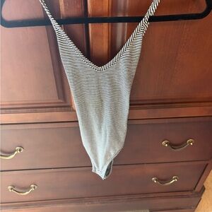 Topshop Black and White Striped Bodysuit